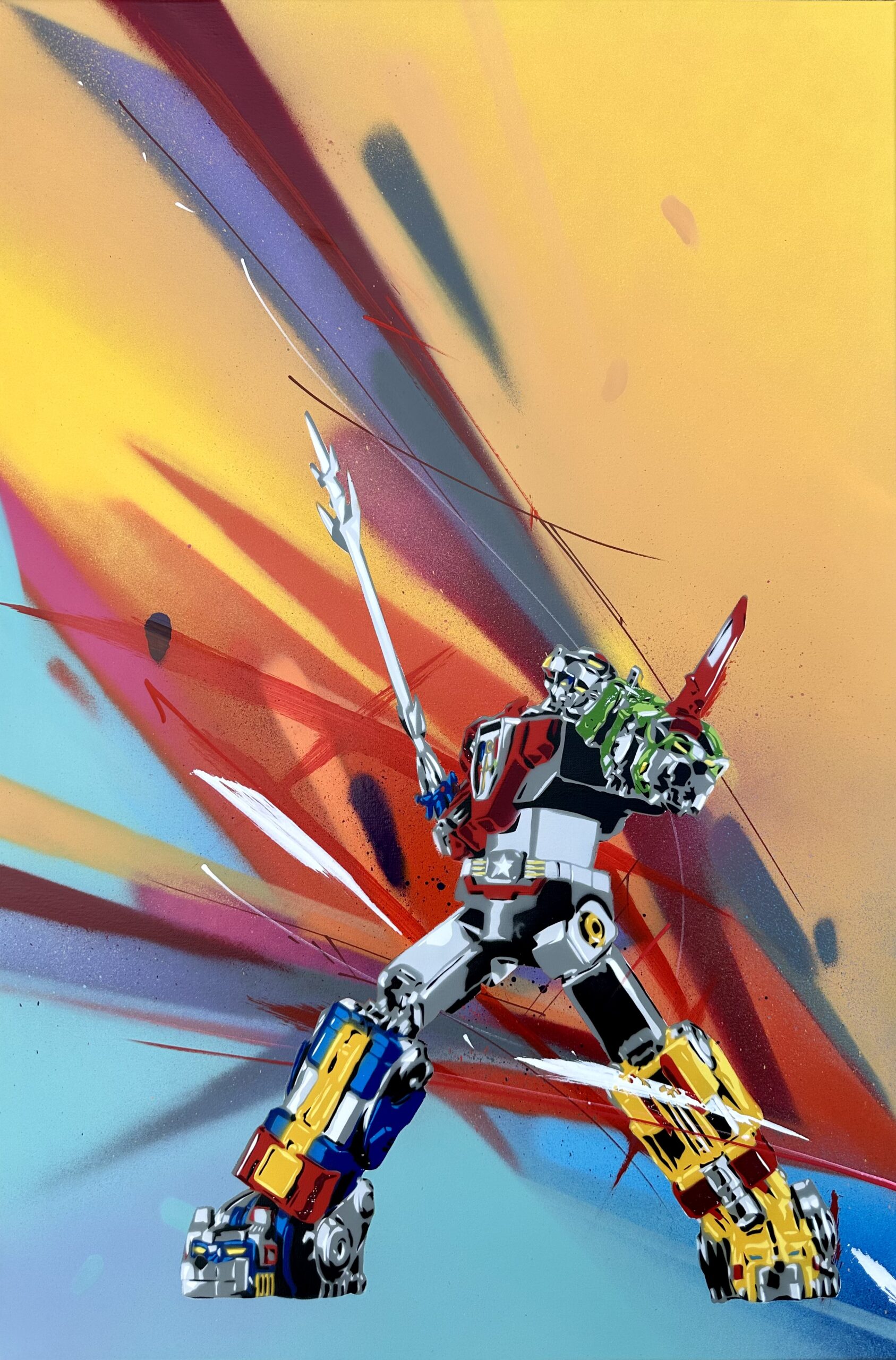 voltron spray paint art painting